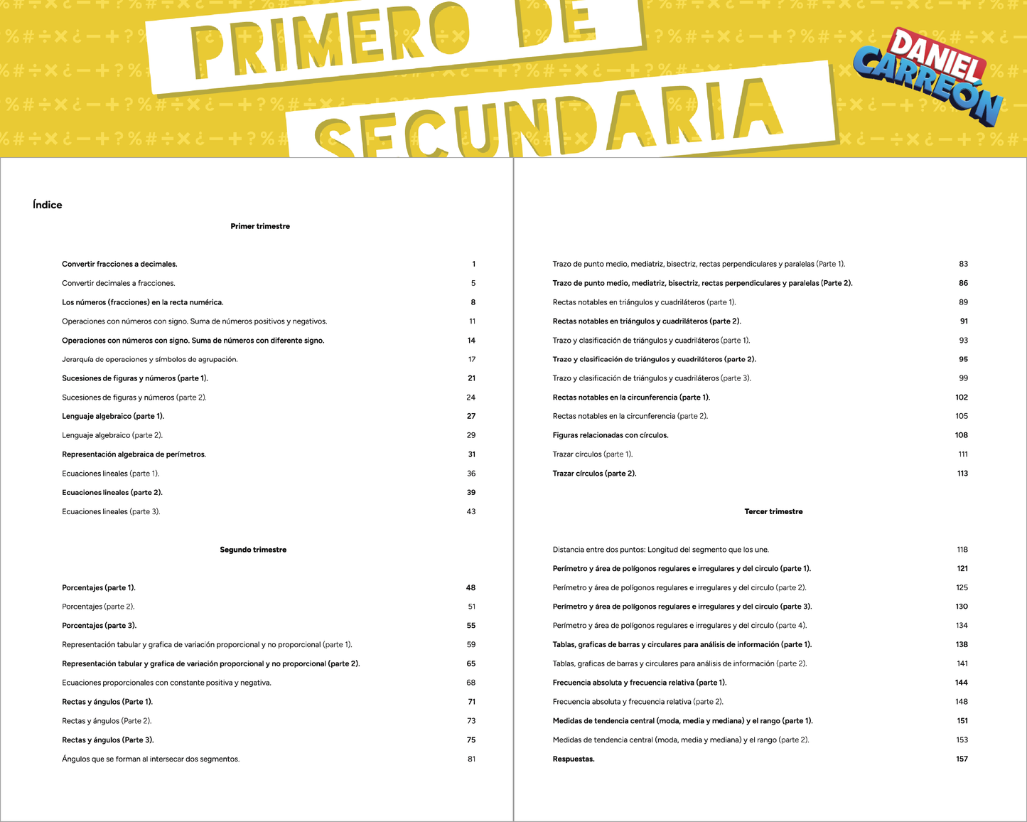 1° Secundaria Libro de matemáticas Daniel Carreón