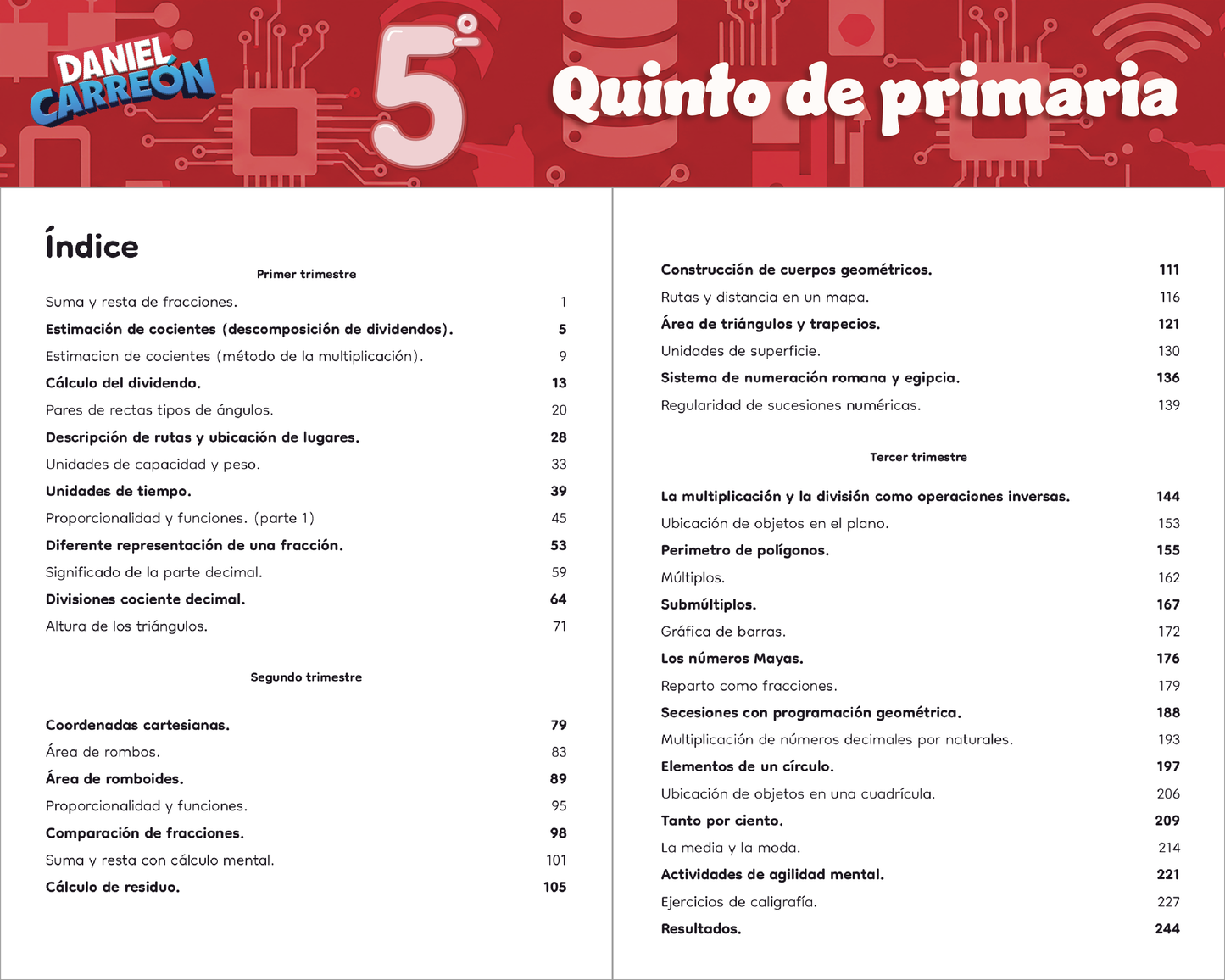 5° Primaria Libro de matemáticas Daniel Carreón