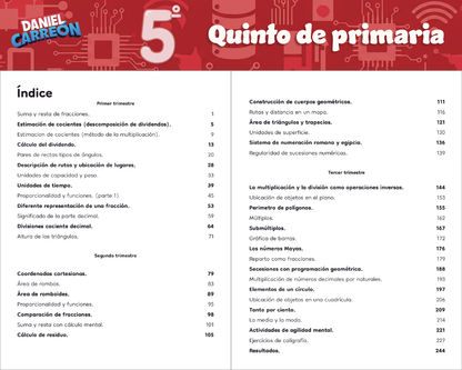 5° Primaria Libro de matemáticas Daniel Carreón