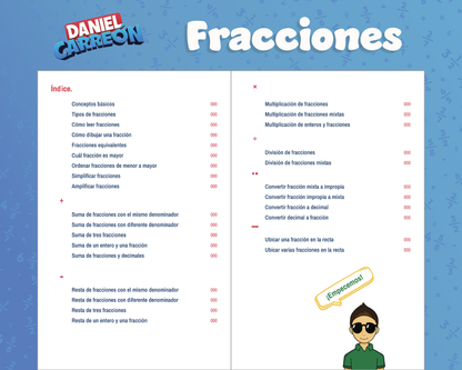 Fracciones Daniel Carreón libro de matemáticas