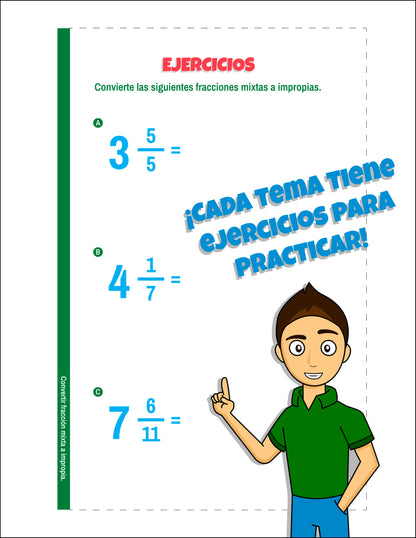 Fracciones Daniel Carreón libro de matemáticas